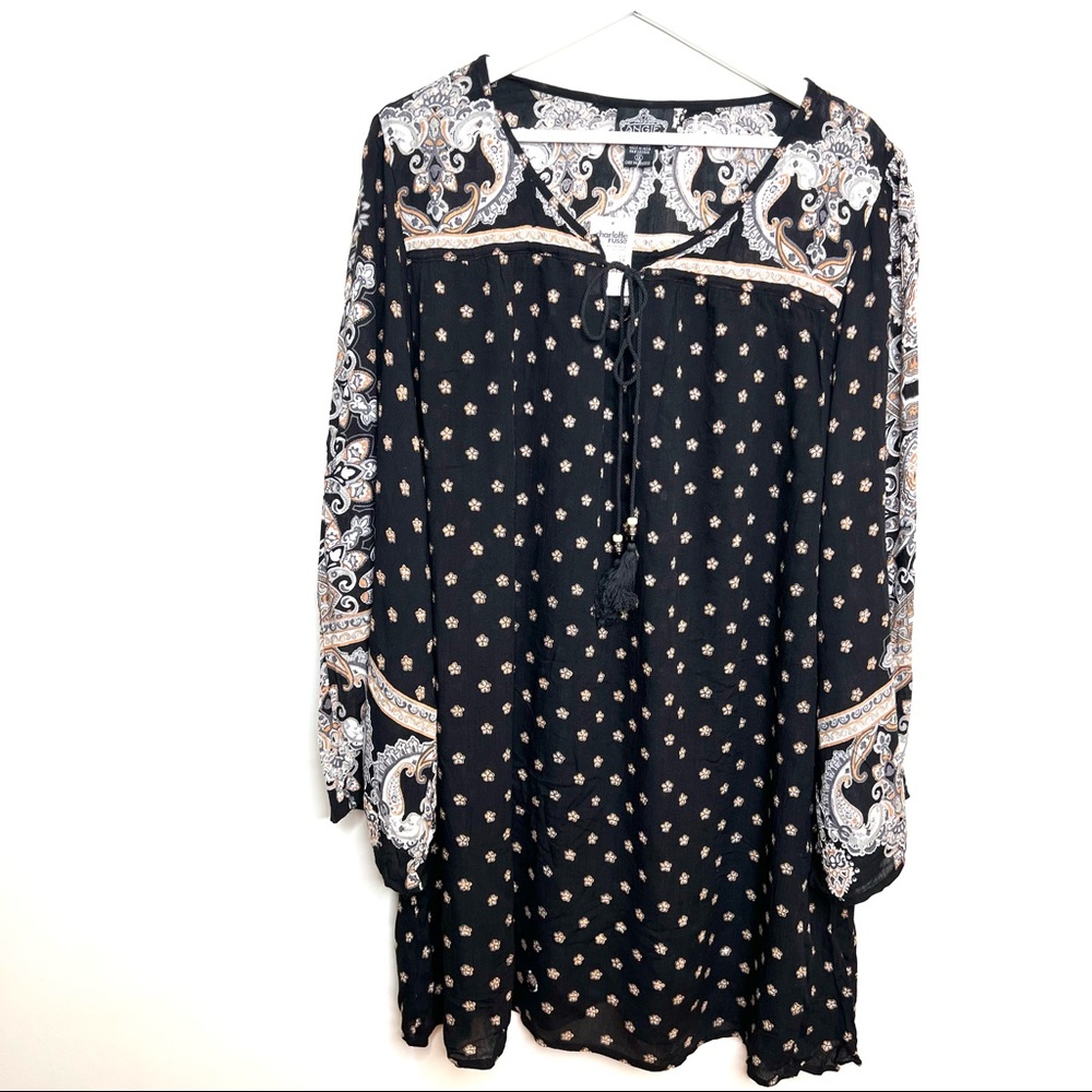 Charlotte Russe Tunic Boho Black Size 1X